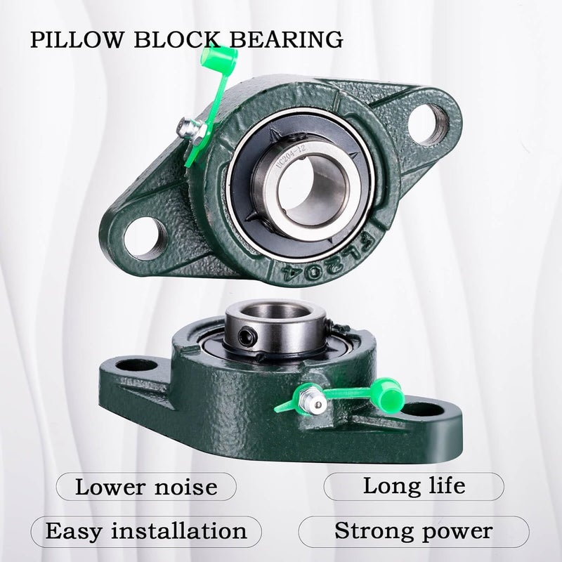 SHINICO Pillow Block Bearing 3/4 inch Shaft Bore, Flange Mounted UCFL204-12, Solid Cast Iron Base, Swamp Cooler Parts, Self-Aligning, 2Pack - Image 4